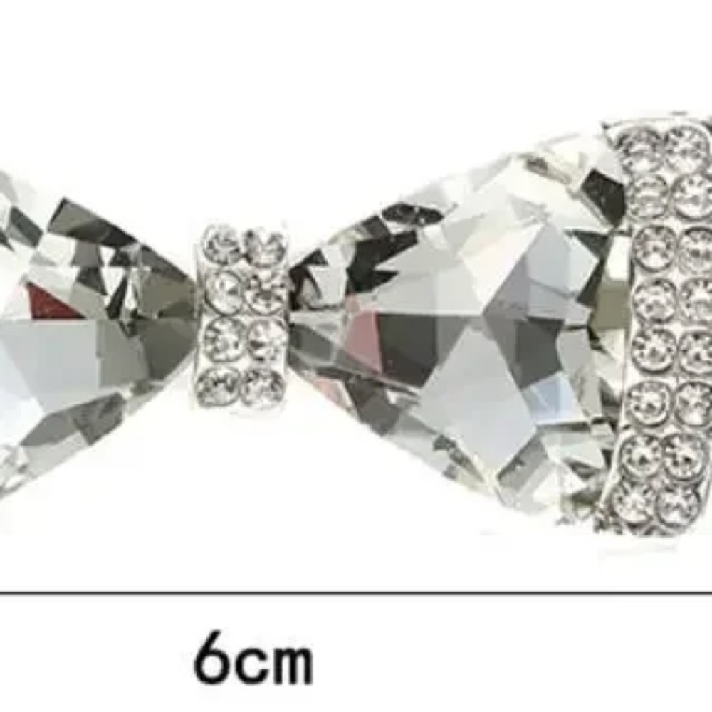 Elegant Silver Crystal & Rhinestone Pre-tied Bow Brooch - Picture 2 of 5